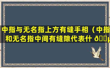 中指与无名指上方有缝手相（中指和无名指中间有缝隙代表什 🐵 么）